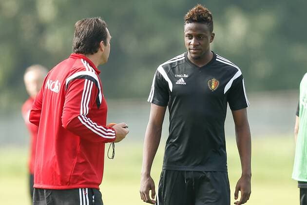 - BRUSSELS, BELGIUM: Belgium s head coach Marc Wilmots and Belgium s Divock Origi pictured during a training session of Belgian national soccer team Red Devils, Wednesday 03 September 2014, in Brussels. Tomorrow Belgium will play a friendly match against the Australian national soccer team. BRUNOxFAHY  premiumd 20178937