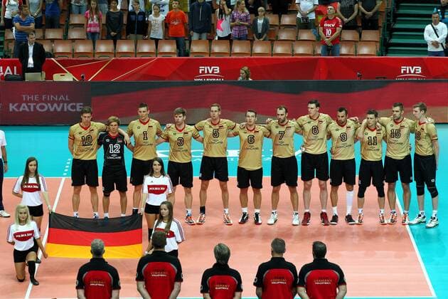03.09.2014 KATOWICE , VOLLEYBALL , FIVB MEN S VOLLEYBALL WORLD CHAMPIONSHIP 2014 GAME - GERMANY vl CHRISTIAN FROMM , FERDINAND TILLE , CHRISTIAN FROMM , SEBASTIAN SCHWARZ , SEBASTIAN KUHNER , DENYS KALIBERDA , DIRK WESTPHAL , MARCUS BÖHME , Georg Grozer , LUKAS KAMP , TIM BROSHOG , MAX GÜNTHÖR 20140903CSJP3019