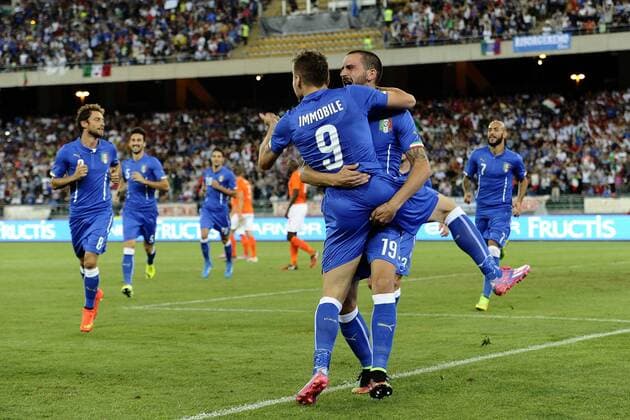 Db Bari 04 09 2014 - Freundschaftsspiel Italien vs Niederlande: Torjubel Daniele De Rossi 