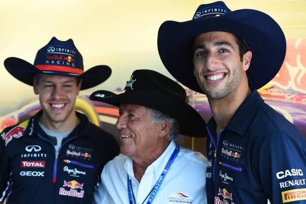 Sebastian Vettel; Mario Andretti, Daniel Riccardo, Red Bull Racing, formula 1 GP, Italien in Monza, 05.09.2014 Photo:mspb Jerry Andre Sebastian Vettel; Mario Andretti, Daniel Riccardo, formula 1 GP, Italien,