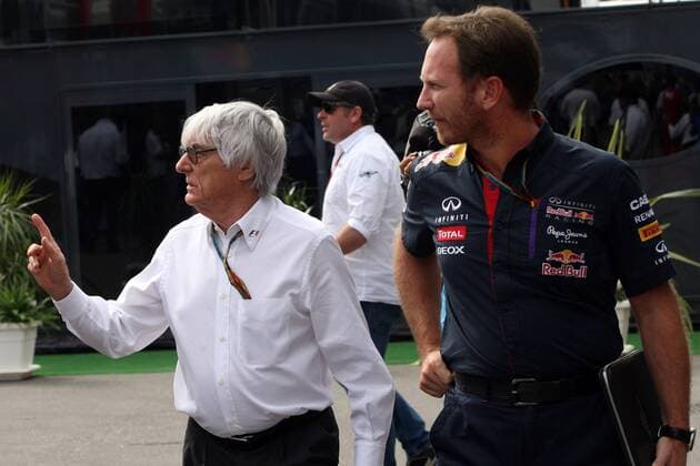 05.09.2014 - Free Practice 1, Bernie Ecclestone (GBR), President and CEO of FOM and Christian Horner (GBR), Red Bull Racing, Sporting Director Italian Grand Prix, Monza 4 - 7 September 2014 