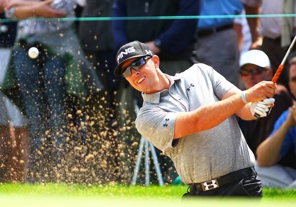 September 05 2014: Hunter Mahan hits from the sand trap on the 4th hole during the second round of the BMW Championship PGA Golf Herren Tour at Cherry Hills Country Club in Englewood, CO. GOLF: SEP 05 PGA Golf Herren - BMW Championship - Second Round Icon140905004 EDITORIAL USE ONLY