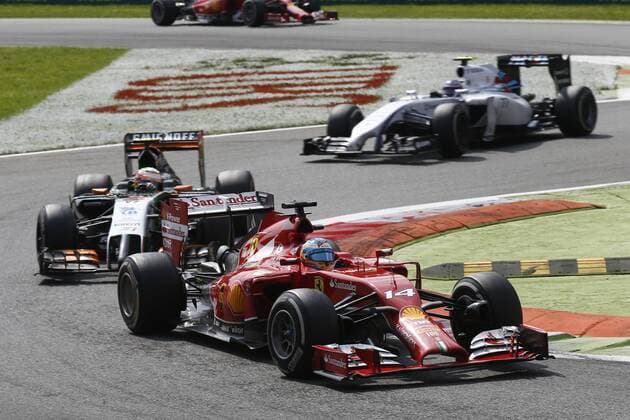 Motorsports: FIA Formula One World Championship 2014, Grand Prix of Italy, 14 Fernando Alonso (ESP, Scuderia Ferrari), 11 Sergio Perez (MEX, Sahara Force India F1 Team), 77 Valtteri Bottas (FIN, Williams Martini Racing), xHOCHxZWEIx