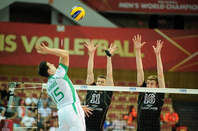 11.09.2014, Katowice - FIVB World Cup 2014 - Germany vs Bulgaria - Todor Aleksiev , Lukas Kampa , Max Günthor -  140911BAR029