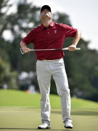 Ryan Palmer misses a birdie try on No. 17 and scores a par during the first round of the PGA Golf Herren Tour Championship on September 11, 2014 at East Lake Golf Club in Atlanta.  AJP2014091129