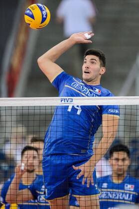 13.09.2014 - Lodz , Atlas Arena , FIVB Men s World Championship , pool E Serbia (white) - France: Nicolas Le Goff  140913PAL002