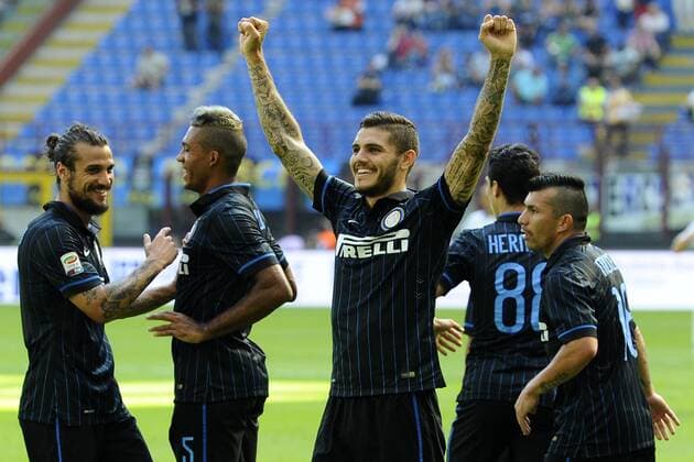 Mauro Icardi Inter 3-0. Celebration goal Milano 14-09-2014 Stadio Giuseppe Meazza - Football Calcio Serie A Inter Milan - Sassuolo Calcio. Foto GiuseppexCeleste Insidefoto giuseppexceleste