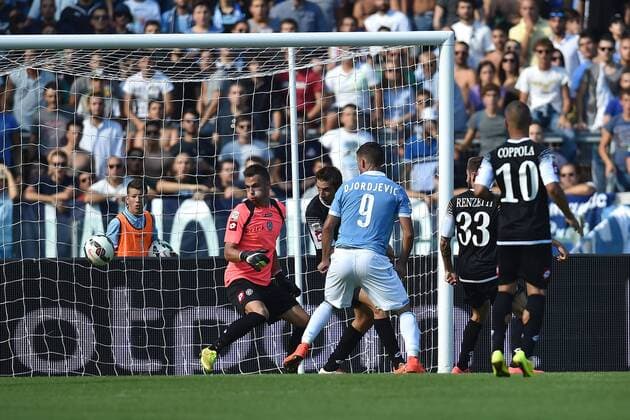 Goal Marco Parolo Lazio. Goal celebration 2-0 Roma 14-09-2014 Stadio Olimpico, Football Calcio Serie A - Lazio Rom - Cesena AC. Foto AndreaxStaccioli Insidefoto andreaxstaccioli