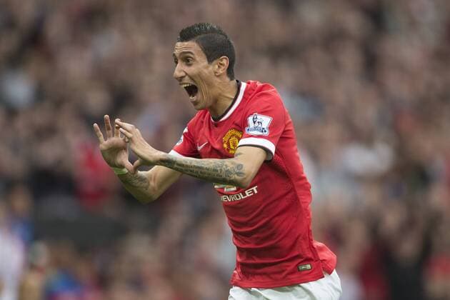 Angel di Maria of Manchester United celebrates his opening goal - Manchester United vs. QPR - Barclay s Premier League - Old Trafford - Manchester - 13 09 2014 Pic Philip Oldham Sportimage EDITORIAL USE ONLY. No use with unauthorised audio, video, data, fixture lists, club league logos or live services. Online in-match use limited to 120 images, no video emulation. No use in betting, games or single club league player publications.
