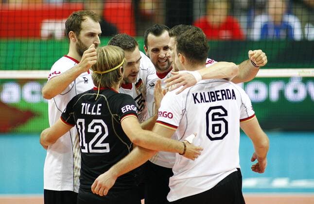 14.09.2014 - Katowice . Volleyball WM, Deutschland vs Kanada:. Jubel GER .  140914WAN136