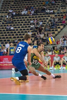 MS Siatkarzy 2014 - Brazylia - Rosja Ph: Dariusz Stepien East News FIVB Volleyball Men s World Championship Poland 2014. Brasil vs. Russia on September 17, 2014 in Lodz, Poland In the picture: Mario Da Silva Pedreira Junior, Murilo Endres  EN_01145715_0025
