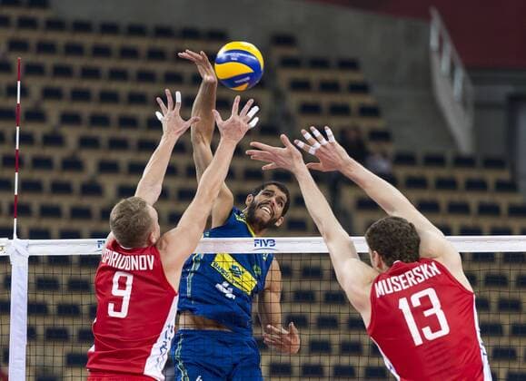 MS Siatkarzy 2014 - Brazylia - Rosja Ph: Dariusz Stepien East News FIVB Volleyball Men s World Championship Poland 2014. Brasil vs. Russia on September 17, 2014 in Lodz, Poland In the picture: Wallace De Souza  EN_01145715_0038