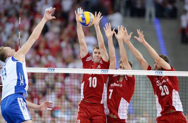 Lodz, 18.09.2014 - FIVB World Cup 2014 - Poland vs Russia - ALEXEY SPIRIDONOV, MARIUSZ WLAZLY, KAROL KLOS, MATEUSZ MIKA -  20140918LUK096