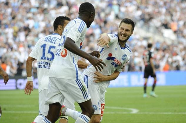 Joie But Gignac (OM) FOOTBALL : Marseille vs Rennes - Ligue 1 - 20 09 2014 FranckPennant Panoramic 
