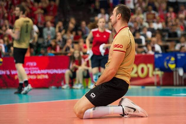 20.09.2014, Spodek, Kattowitz Volleyball, FIVB Volleyball Men s World Championship 2014, Halbfinale, Deutschland (GER) vs. Polen (POL) Georg György Gyoergy Grozer ( 9 GER) enttäuscht enttäuscht traurig