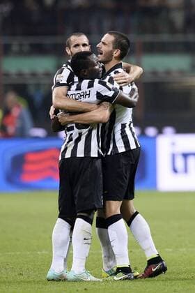 Milano 20 09 2014 - Serie A AC Milan - Juventus Turin -- Leonardo Bonucci - Kwadwo Asamoah - Giorgio Chiellini 
