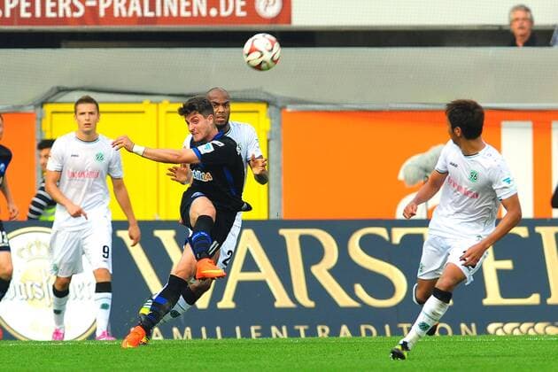 20-09-2014 pmk MV138581 Fussball Herren Bundesliga Saison 2014 2015 SC Paderborn - Hannover 96 2:0 (0:0) Tor zum 2:0 durch STOPPELKAMP (aus 83m) Artur SOBIECH Hannover Moritz STOPPELKAMP Paderborn MARCELO Hannover Hiroshi KIYOTAKE Hannover