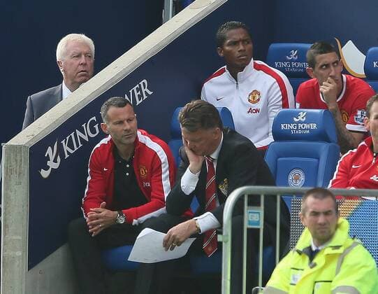 Louis van Gaal manager of Manchester United downcast as they loose 5-3 - Barclays Premier League - Leicester City vs Manchester Utd - King Power Stadium - Leicester - England - 21st September 2014 - Picture Simon Bellis Sportimage EDITORIAL USE ONLY. No use with unauthorised audio, video, data, fixture lists, club league logos or live services. Online in-match use limited to 120 images, no video emulation. No use in betting, games or single club league player publications.