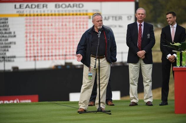 21.09.2014. Newport, Wales. ISPS Handa Wales Open Golf at Celtic Manor. Day 4. Sir Terry Matthews talks about the course and its history xJonxBromleyx  ActionPlus20225573