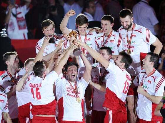 2014.09.21 KATOWICE VOLLEYBALL MEN S CHAMPIONSHIP POLAND 2014 FINAL GAME BRAZIL VS POLAND - Celebration Poland, PIOTR NOWAKOWSKI PAWEL ZAGUMNY KRZYSZTOF IGNACZAK KAROL KLOS MARIUSZ WLAZLY MARCIN MOZDZONEK MICHAL WINIARSKI DAWID KONARSKI MICHAL KUBIAK RAFAL BUSZEK 2014.09.21 KATOWICE  20140921LUK581