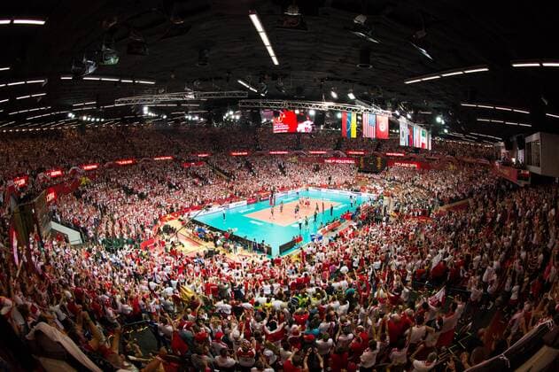21.09.2014, Spodek, Kattowitz Volleyball, FIVB Volleyball Men s World Championship 2014, Finale, Übersicht Spodek Arena Zuschauer Fans Polen