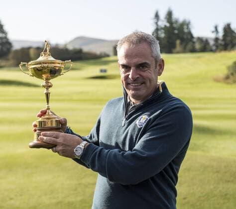 23.09.2014. Gleneagles, Auchterarder, Perthshire, Scotland. The Ryder Cup. Paul McGinley European Team Captain with the Ryder Cup, during the Team Europe photo call. xStephenxBartholomewx  ActionPlus11562796