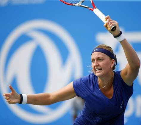 Petra Kvitova of the Czech Republic returns a shot during the women s singles quarter-finals of the 2014 WTA Tennis Damen Wuhan Open tennis tournament in Wuhan city, central China s Hubei province, 25 September 2014.  20140925_11198