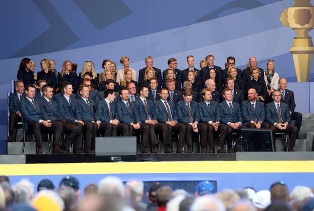 GOLF, Ryder Cup, Opening Ceremony PERTHSHIRE,SCOTLAND,25.SEP.14 - GOLF, Ryder Cup, opening ceremony. Image shows the team Europe. 
