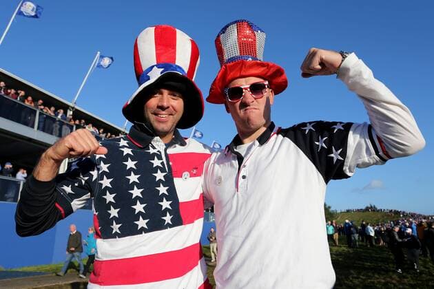 GOLF - PGA, Ryder Cup 2014 PERTHSHIRE,SCOTLAND,26.SEP.14 - GOLF - PGA Golf Herren Tour, Ryder Cup, Auchterarder Golf Club. Image shows fans of USA. 
