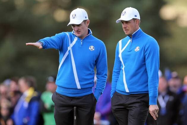 GOLF - PGA, Ryder Cup 2014 PERTHSHIRE,SCOTLAND,26.SEP.14 - GOLF - PGA Golf Herren Tour, Ryder Cup, Auchterarder Golf Club. Image shows Justin Rose (RSA) and Henrik Stenson (SWE). 