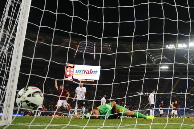 Gol Alessandro Florenzi Roma. Goal celebration Roma 27-09-2014 Stadio Olimpico, Football Calcio Serie A AS Roma - Hellas Verona. Foto Andrea Staccioli Insidefoto andreaxstaccioli