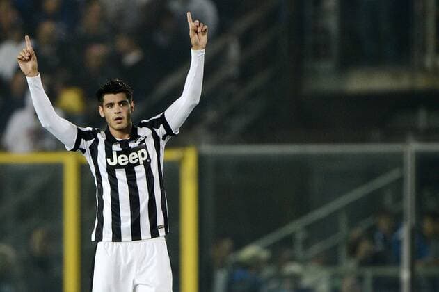 Esultanza gol di Alvaro Morata Juventus 0-3. Celebration goal Bergamo 27-09-2014 Stadio Atleti Azzurri d Italia - Football Calcio Serie A Atalanta - Juventus. Foto Giuseppe Celeste Insidefoto giuseppexceleste