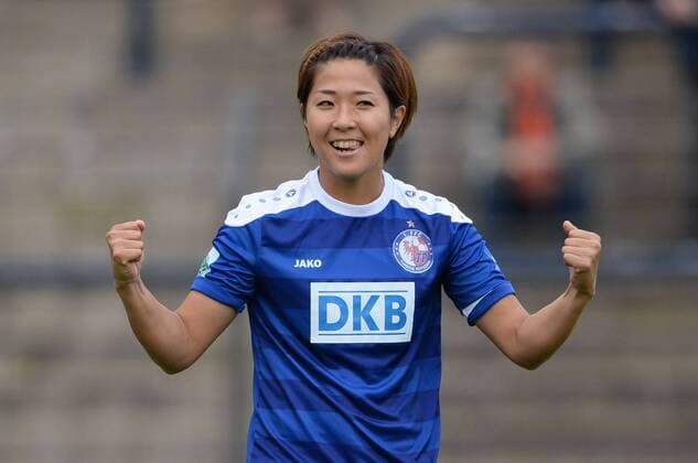 Asano Nagasato (Pot) bejubelt das Tor 1:0, Fussball, Allianz Frauen-Bundesliga, 1. FFC Turbine Potsdam - TSG 1899 Hoffenheim, xjkx
