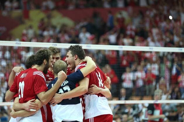 Poland team group (POL), SEPTEMBER 20, 2014 - Volleyball : FIVB Volleyball Men s World Championship Semifinal match between Germany 1-3 Poland at Spodek in Katowice, Poland. Noxthirdxpartyxsales  (yafa002517)