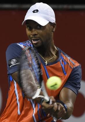 (141002) -- TOKYO, Oct. 2, 2014 -- Donald Young of the United States hits a return during the second round match at the Rakuten Japan Open Tennis Championships 2014 in Tokyo, Japan, Oct. 2, 2014. 