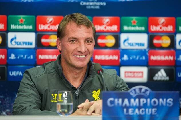 PROPAGANDA20141002 Football - soccer: UEFA Champions League, FC Basel 1893 - Liverpool FC, Liverpool s manager Brendan Rodgers during a press conference at the St. Jakob Stadium ahead of the UEFA Champions League Group B match against FC Basel. (Hinweis: Verwendung nur in Deutschland, Österreich oder Schweiz - only Germany, Austria and Switzerland) xHOCHxZWEIx xPropagandax 