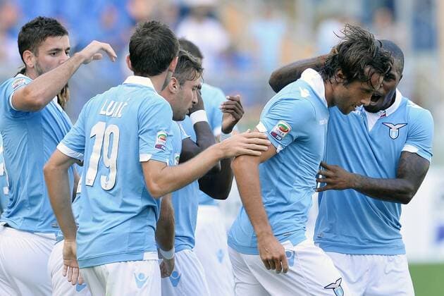 Stefano Mauri Lazio. Goal celebration. Roma 5-10-2014 Stadio Olimpico. Football Calcio 2014 2015 Serie A. Lazio Rom vs Sassuolo Calcio AntoniettaxBaldassarre