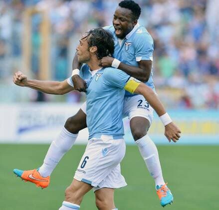 Stefano Mauri Lazio. Goal celebration. Roma 5-10-2014 Stadio Olimpico. Football Calcio 2014 2015 Serie A. Lazio Rom vs Sassuolo Calcio AntoniettaxBaldassarre