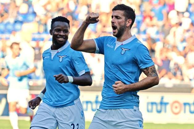 Filip Djordjevic Lazio. Goal celebration. Roma 5-10-2014 Stadio Olimpico. Football Calcio 2014 2015 Serie A. Lazio Rom vs Sassuolo Calcio AntoniettaxBaldassarre