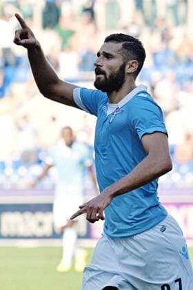 Antonio Candreva Lazio. Goal celebration. Roma 5-10-2014 Stadio Olimpico. Football Calcio 2014 2015 Serie A. Lazio Rom vs Sassuolo Calcio AntoniettaxBaldassarre