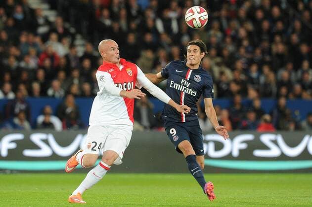 Edinson Cavani (PSG) Andrea Raggi (Monaco) FOOTBALL : PSG vs Monaco - Ligue 1 - 05 10 2014 N.LeGouic FEP Panoramic 