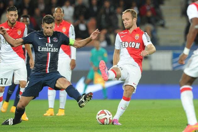 Thiago Motta (PSG) Valere Germain (Monaco) FOOTBALL : PSG vs Monaco - Ligue 1 - 05 10 2014 N.LeGouicFEP 