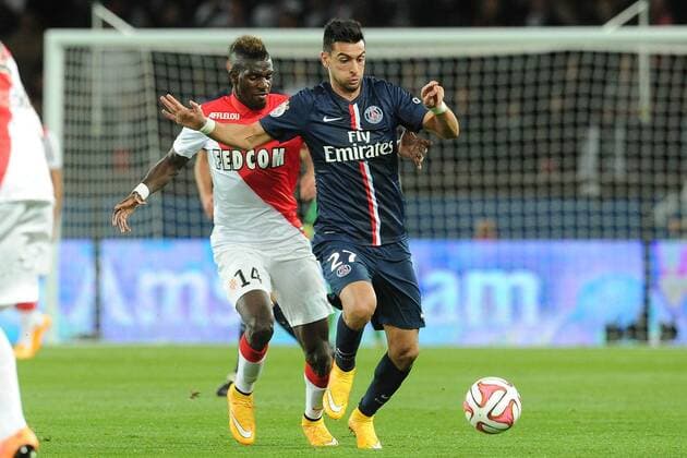 Javier Pastore (PSG) Tiemoue Bakayoko (Monaco) FOOTBALL : PSG vs Monaco - Ligue 1 - 05 10 2014 N.LeGouicFEP 