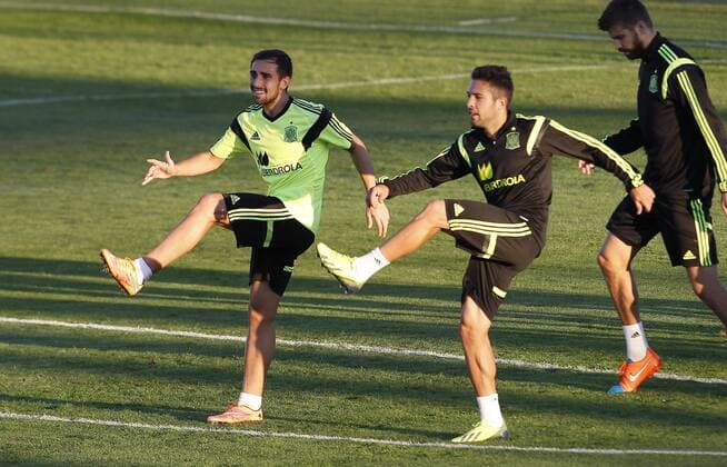 Spanish national team training session. In this picture, Paco Alcacer and Jordi Alba. xANGELxRIVEROx 