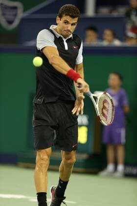 Grigor Dimitrov of Bulgaria prepares during the men s singles first round of the 2014 Shanghai Rolex Masters tennis tournament in Shanghai, China, 6 October 2014.  20141007_03454