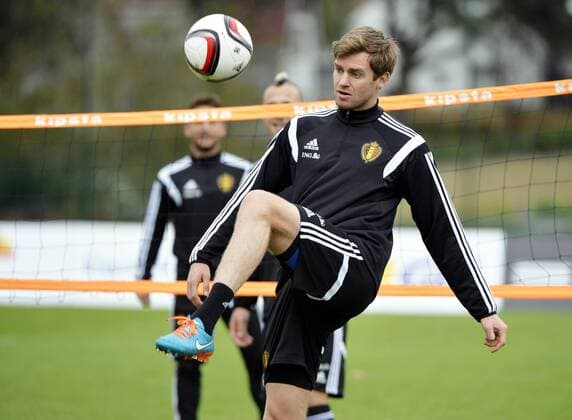 - BRUSSELS, BELGIUM: Belgium s Nicolas Lombaerts pictured in action during a training session of Belgian national soccer team Red Devils, Tuesday 07 October 2014, in Brussels. Belgium will play Euro 2016 qualification games against Andorra on October 10th and against Bosnia on October 13th. ERICxLALMAND  premiumd kurio20232157