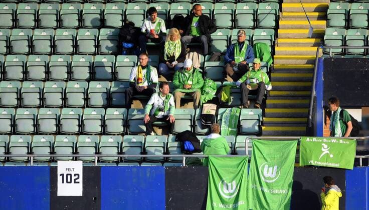 UEFA Womes Champions League Round 32 - 1st Leg 08.10.2014 Stabaek - VFL Wolfsburg fans at the tribune prior to kick off 
