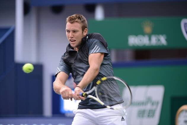 Jack Sock of the United States prepares in the second round of the men s singles during the 2014 Shanghai Rolex Masters tennis tournament in Shanghai, China, 8 October 2014.  20141008_63247