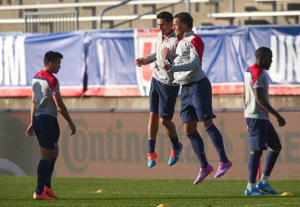 October 09: Alejandro Bedoya and Timothy Chandler of the USA MNT at a practice session before an international friendly match against Ecuador at Rentschler Field, in East Hartford, CT. SOCCER: OCT 09 International Friendly - Ecuador v USA Icon255140100929 EDITORIAL USE ONLY