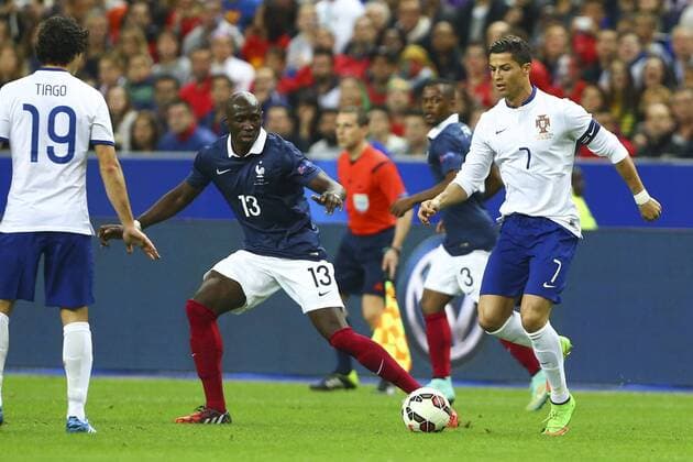 Eliaquim Mangala (France) vs Cristiano Ronaldo (Portugal) FOOTBALL : France vs Portugal - Match Amical - 11 10 2014 GwendolineLeGoff Panoramic 